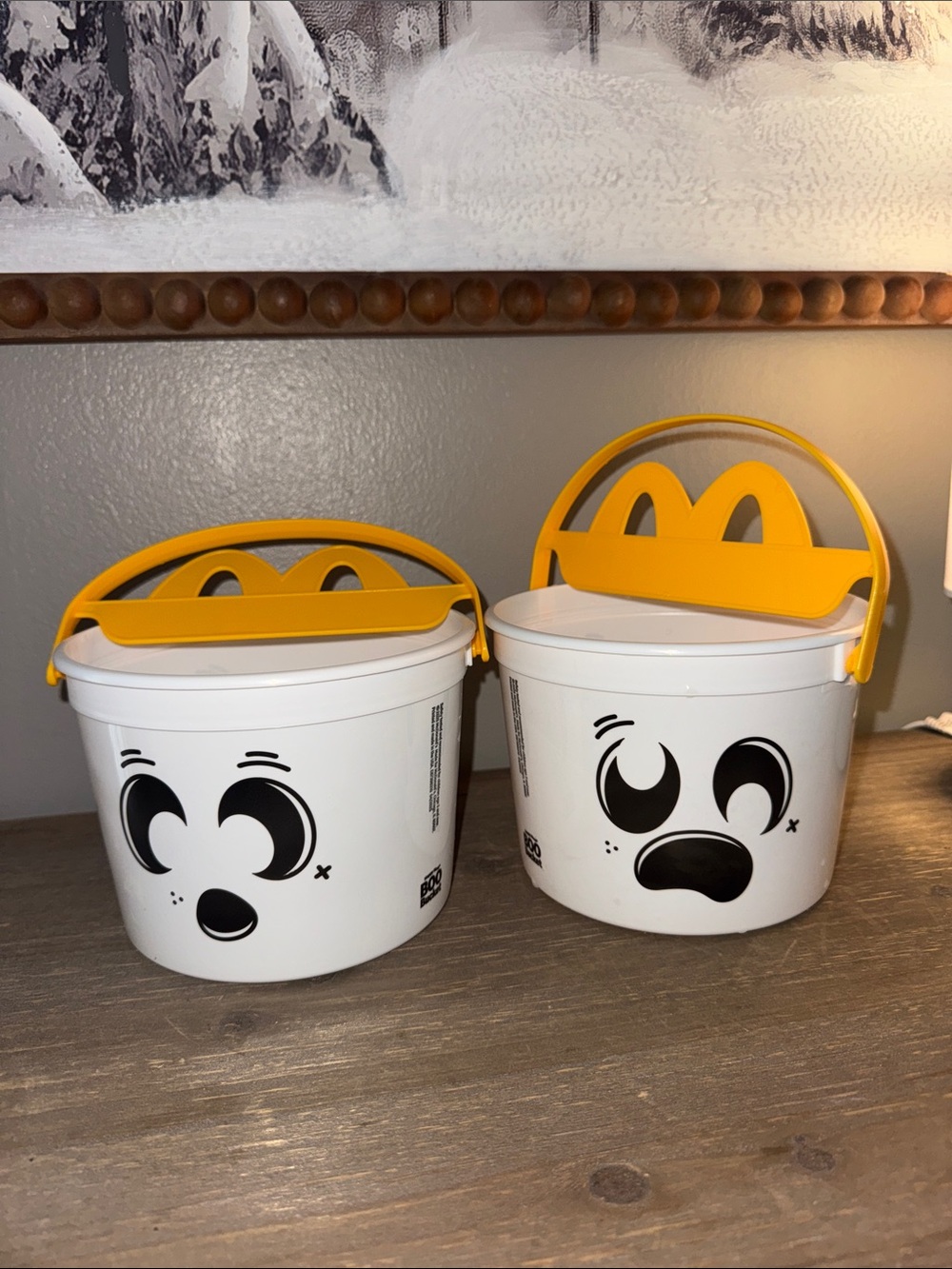 McDonald's Halloween "Boo Buckets" from a 2025 promotion.  Set of 2